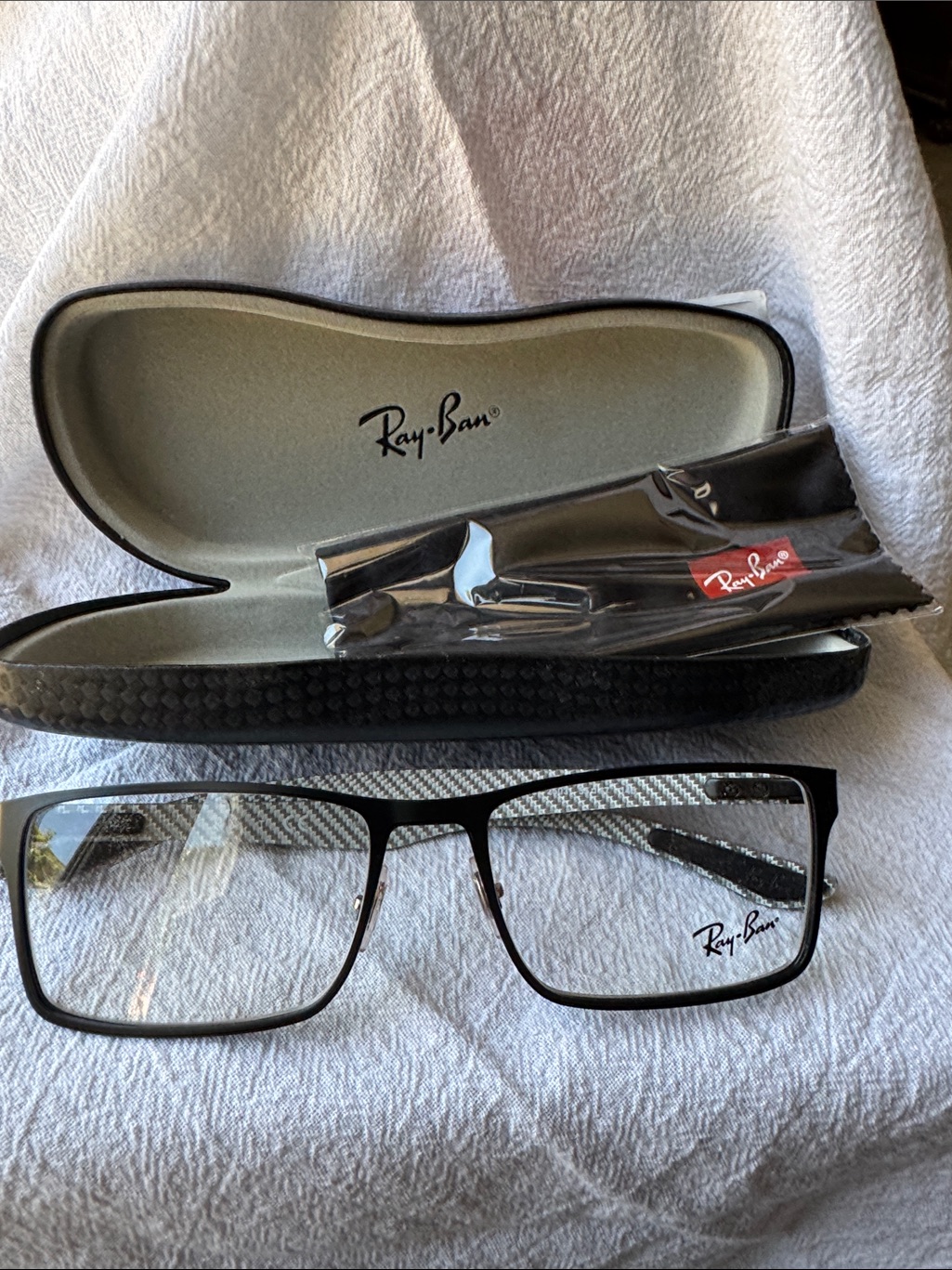 Ray-Ban Black Rectangular Metal Eyeglass Frames With Case